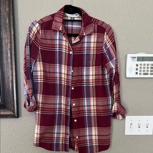 Old Navy Red and Blue Casual Button Down Shirt